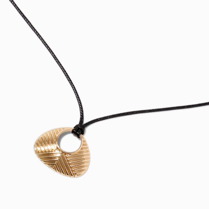 Gold-tone Textured Bean Corded Pendant Necklace