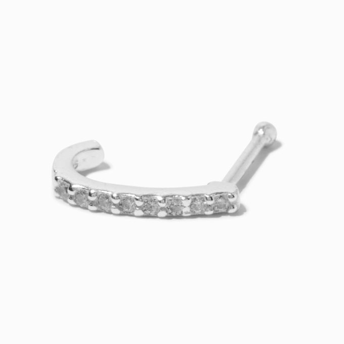 22G Sterling Silver Cubic Zirconia Pavé Nose Hoop