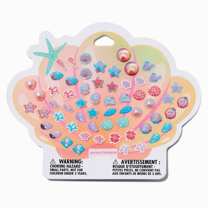 Claire's Club Seashell & Sea Life Stick On Earrings - 30 Pack