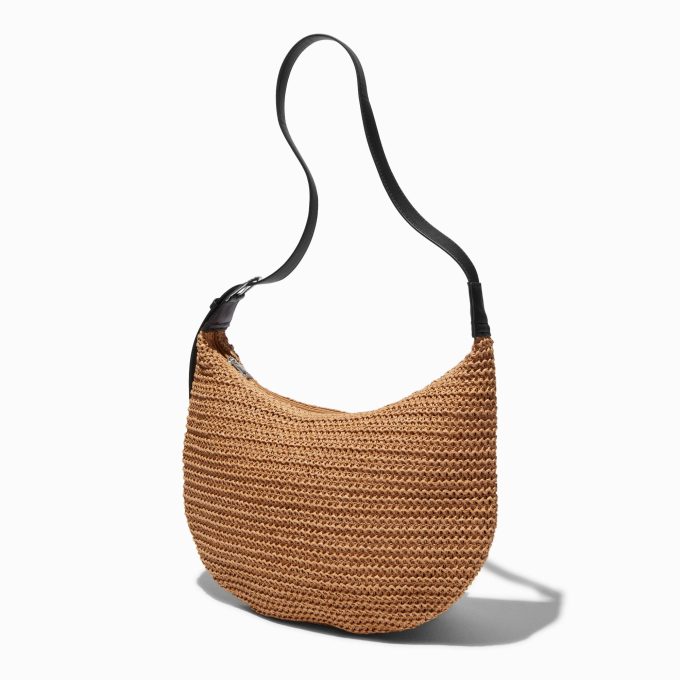 Neutral Crochet Slouchy Shoulder Bag