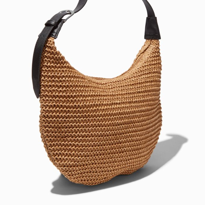Neutral Crochet Slouchy Shoulder Bag