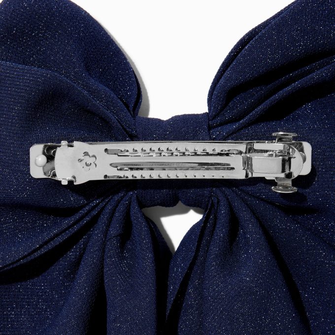 Navy Blue Long Tail Hair Bow Clip