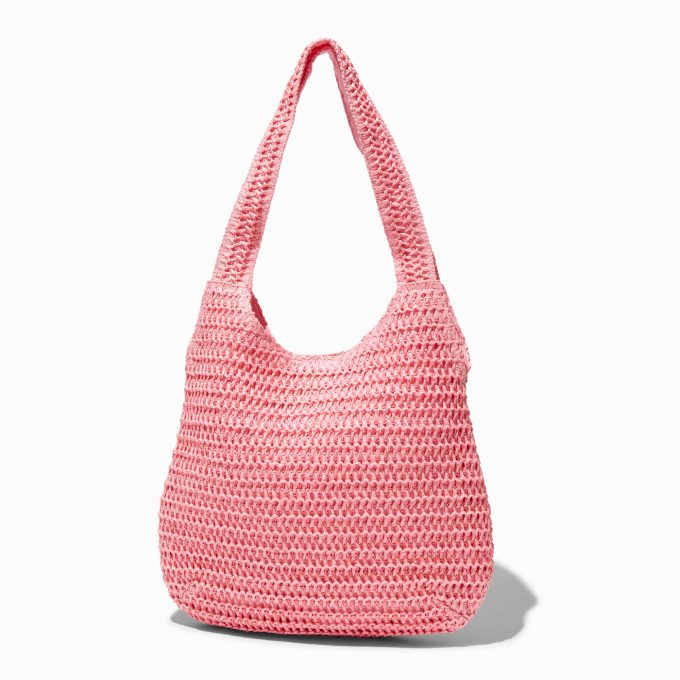 Pink Woven Slouchy Shoulder Bag