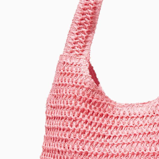 Pink Woven Slouchy Shoulder Bag