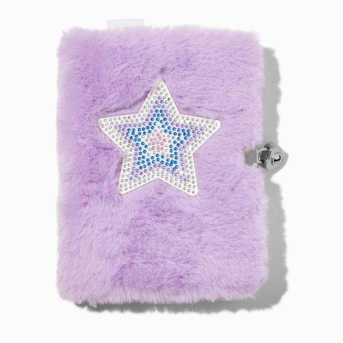 Bling Star Purple Furry Lock Diary