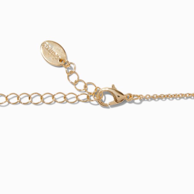 Gold-tone Pearl Clover Pendant Choker Necklace