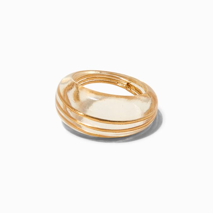 Gold-tone Wire Wrap Clear Acrylic Ring