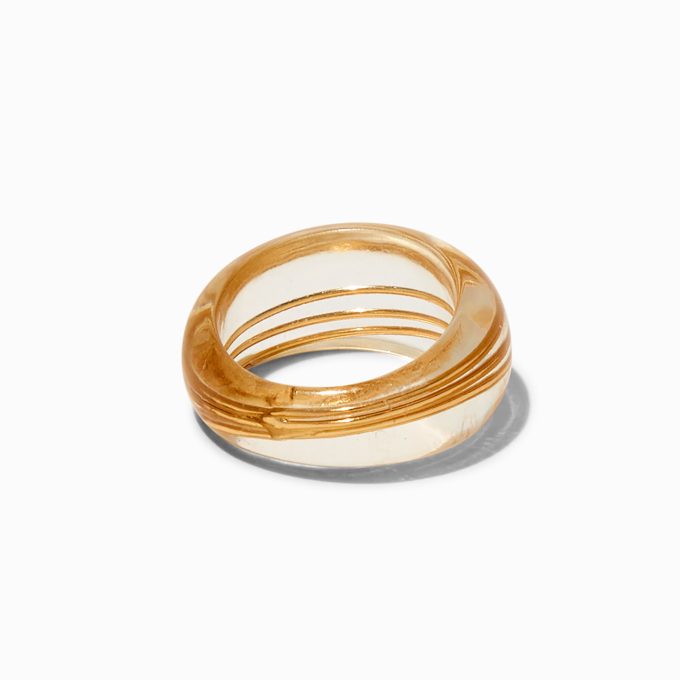 Gold-tone Wire Wrap Clear Acrylic Ring