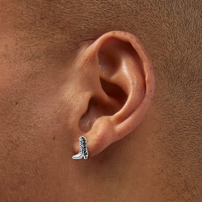 Silver-tone Cowgirl Stud Earrings - 6 Pack