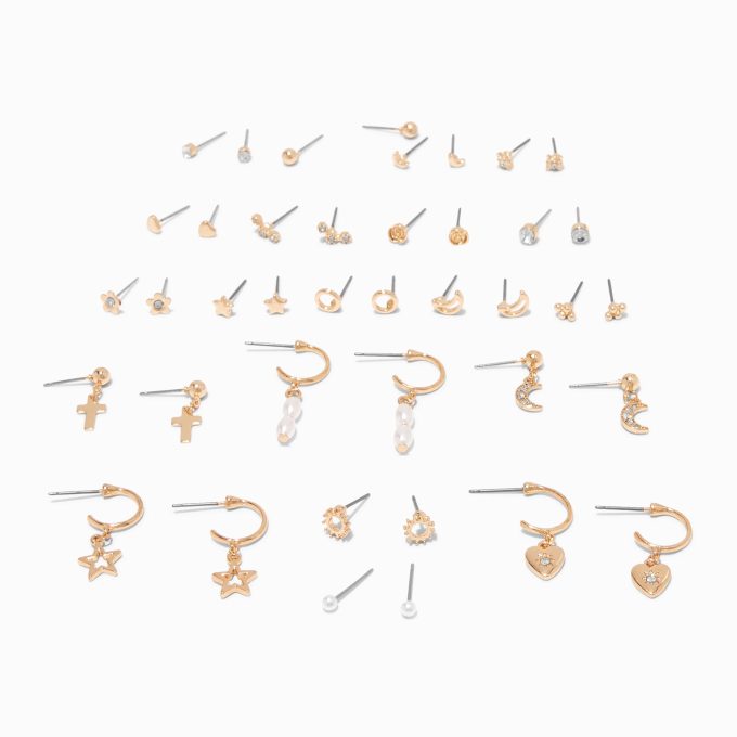 Gold-tone Celestial Earrings Set - 20 Pack