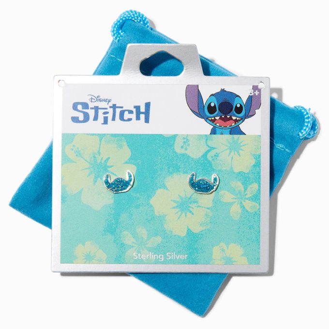 Disney Stitch Sterling Silver Druzy Stud Earrings