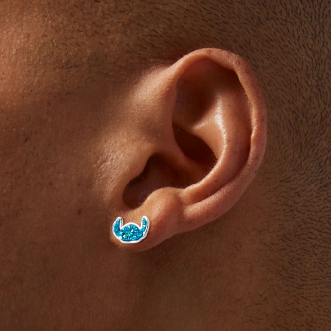 Disney Stitch Sterling Silver Druzy Stud Earrings