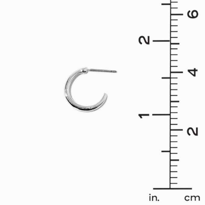 Silver-tone Graduated Embellished Huggie Hoop Earring Stackables Set - 3 Pack