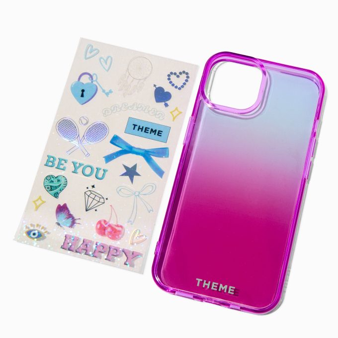 T H E M E x Claire's Ombré Phone Case with Stickers - Fits iPhone® 13/14/15