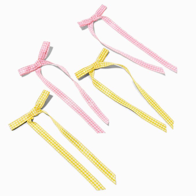 Claire's Club Gingham Hair Bow Clips - 4 Pack
