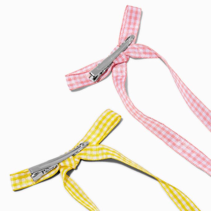 Claire's Club Gingham Hair Bow Clips - 4 Pack