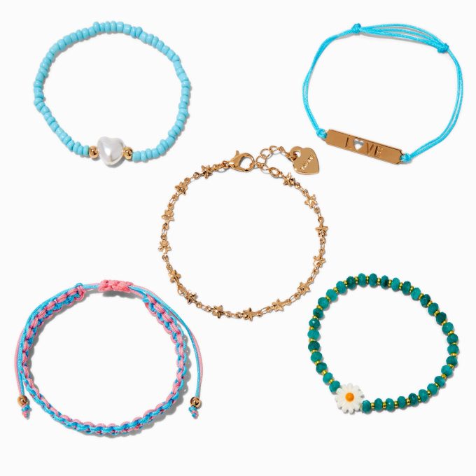 T H E M E x Claire's ''Love'' Beaded Bracelet Set - 5 Pack