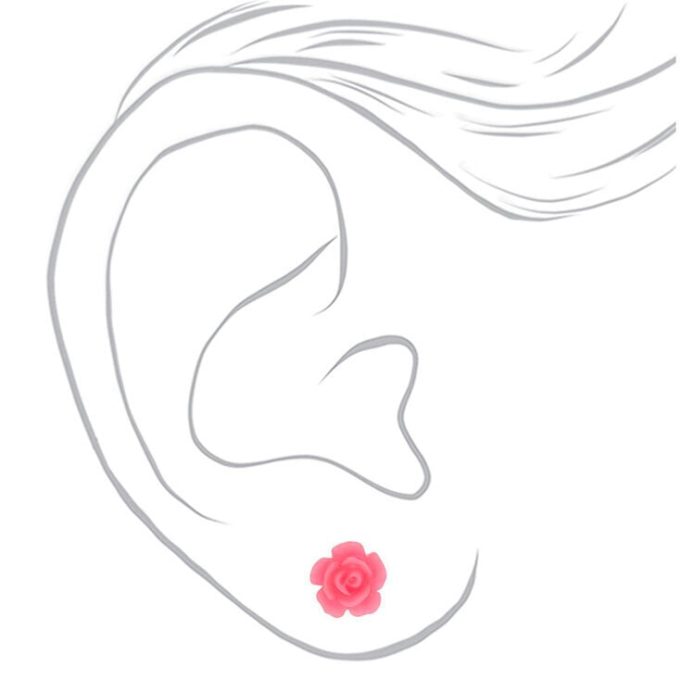 Pink Parisian Love Stud Earrings - 6 Pack