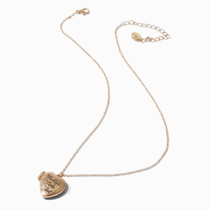 Gold-tone Daddy's Little Girl Heart Locket Pendant Necklace
