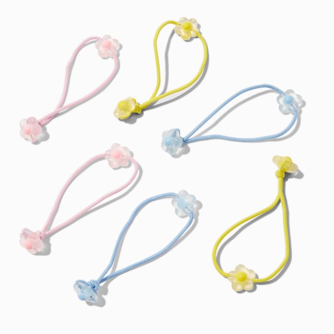 Claire's Club Matte Floral Charm Hair Ties - 6 Pack