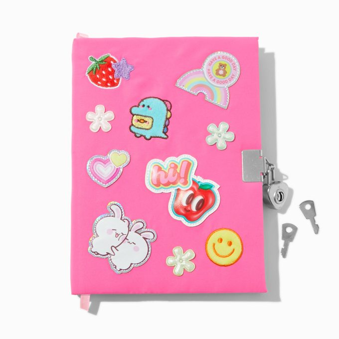Chibi Patches Pink Plush Lock Diary