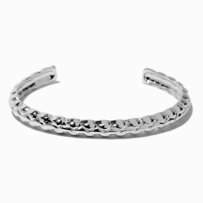 Silver-tone Quilted Cuff Bracelet