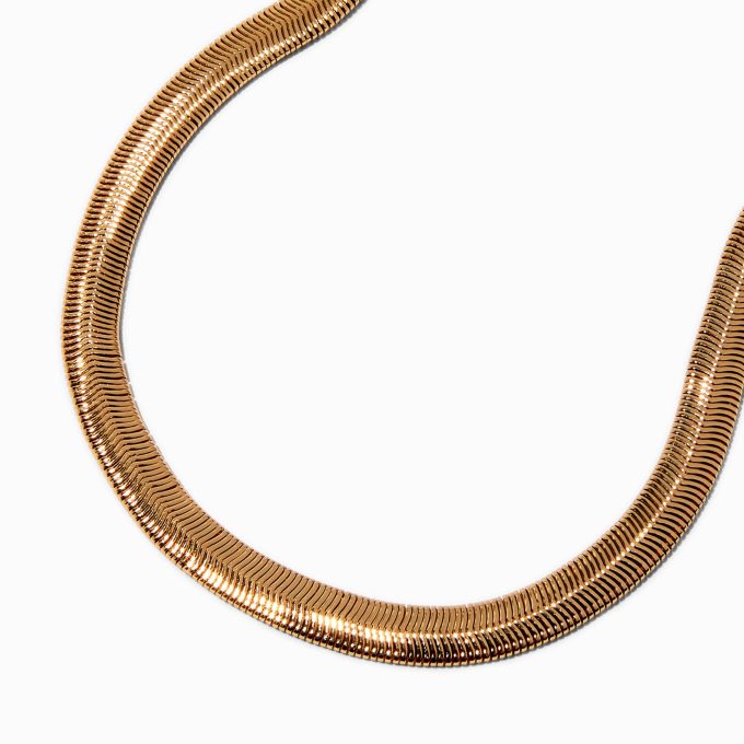 Gold-tone Thick Herringbone Chain Collar Necklace