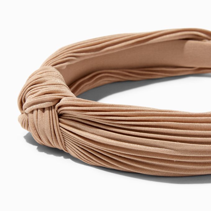 Champagne Pleated Knotted Headband