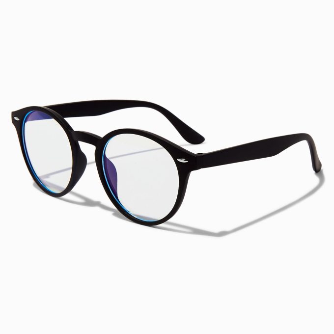 Solar Blue Light Reducing Round Retro Clear Lens Black Frames