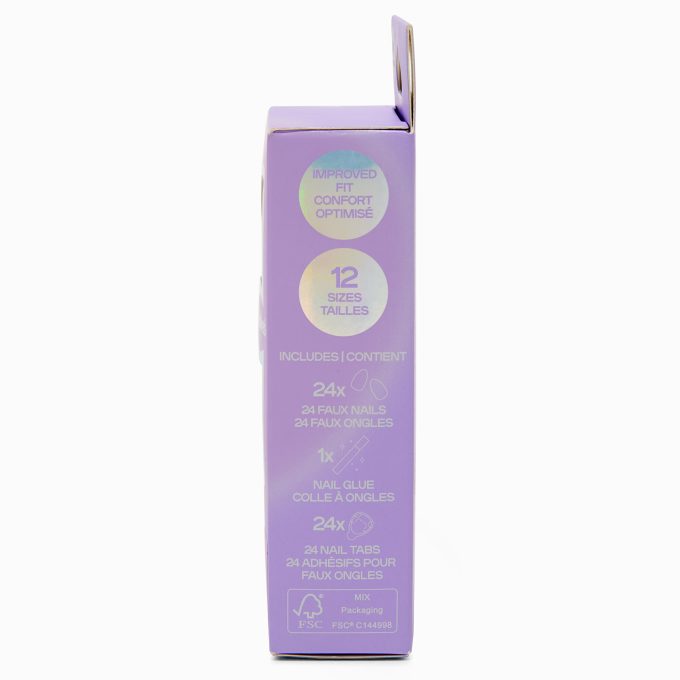 Blue Glitter Gel Almond Vegan Faux Nail Set - 24 Pack