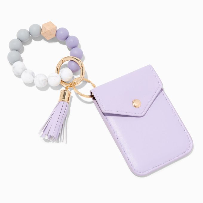 Lavender Beaded Wristlet Card Case