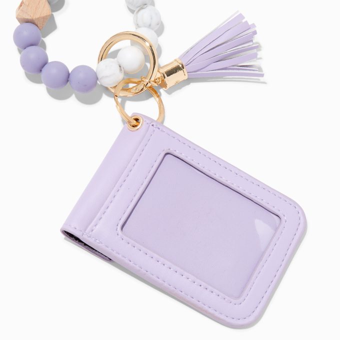 Lavender Beaded Wristlet Card Case