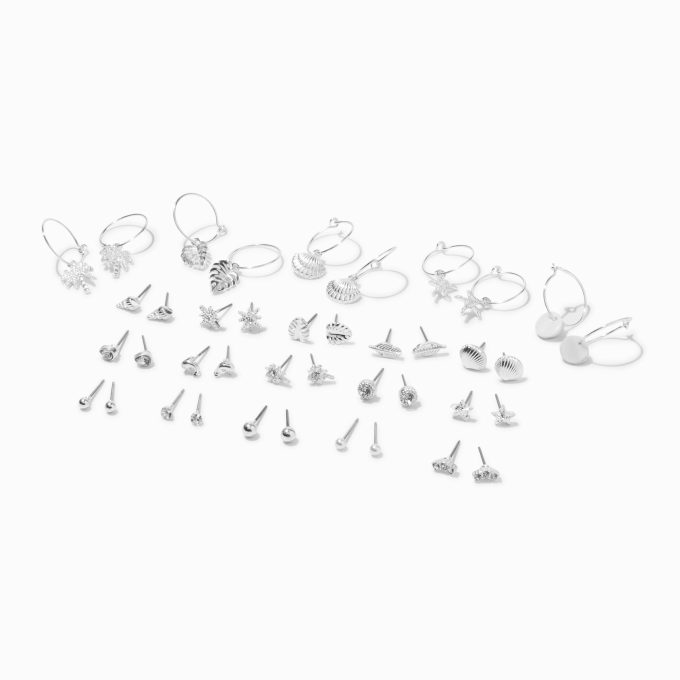 Silver-tone Summertime Sea Life Earrings Set - 20 Pack