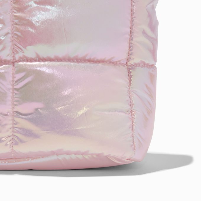 Metallic Pink Puffy Tote Bag