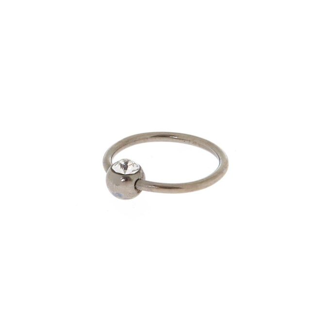 Silver-tone Titanium Cubic Zirconia 20G Cartilage Hoop Earring
