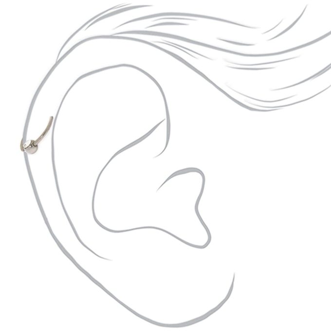 Silver-tone Titanium Cubic Zirconia 20G Cartilage Hoop Earring
