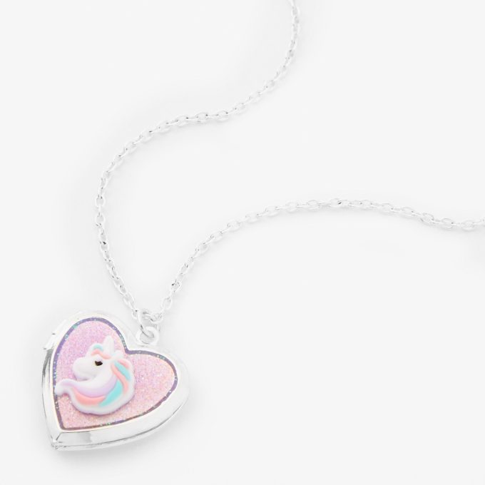 Claire's Club Silver Unicorn Locket Necklace