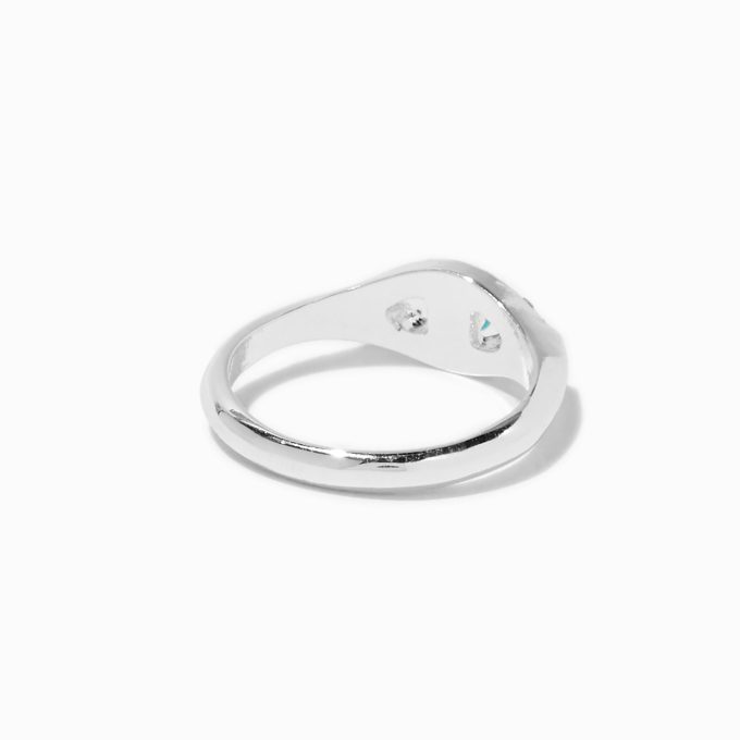Silver-tone Pavé Evil Eye Ring