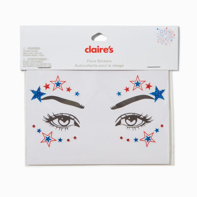 Stars & Stripes Gemstones Face Stickers