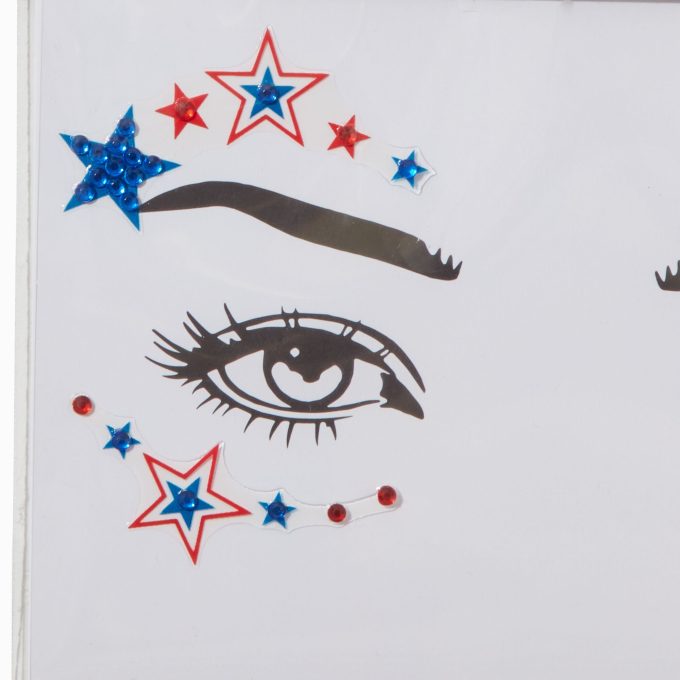 Stars & Stripes Gemstones Face Stickers