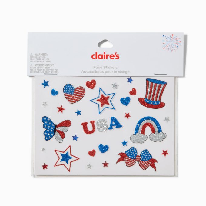 Stars & Stripes Assorted Gemstones Face Stickers