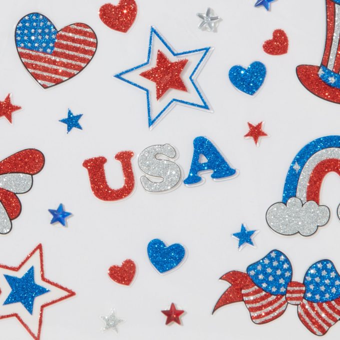 Stars & Stripes Assorted Gemstones Face Stickers