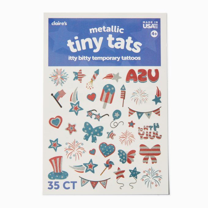 Stars & Stripes Mini Metallic Temporary Tattoo Pack - 35 Pack