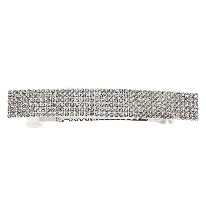 Silver Rhinestone Rectangle Hair Barrette