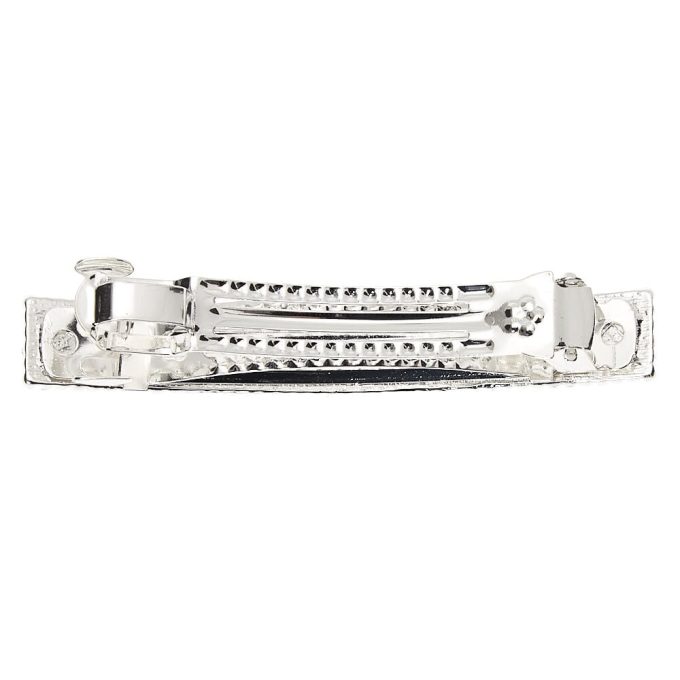 Silver Rhinestone Rectangle Hair Barrette