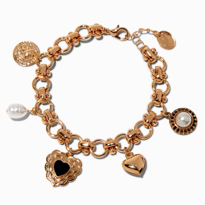 Gold-tone Heart Charm Bracelet