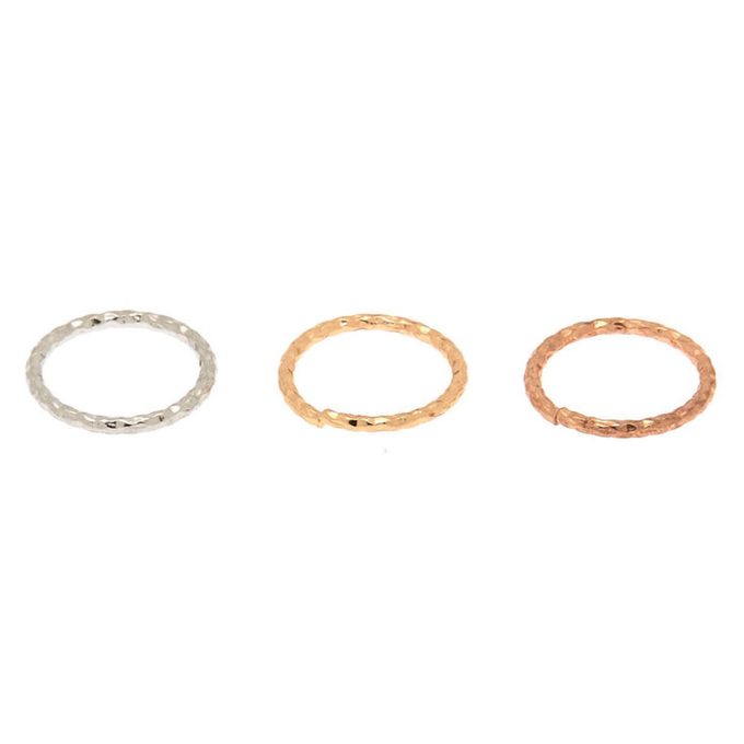 20G Mixed Metal Stainless Steel Textured Hoop Nose Rings - 3 Pack