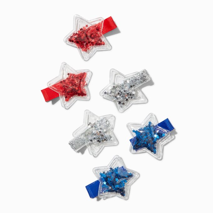 Stars & Stripes Shaker Star Hair Clips - 6 Pack
