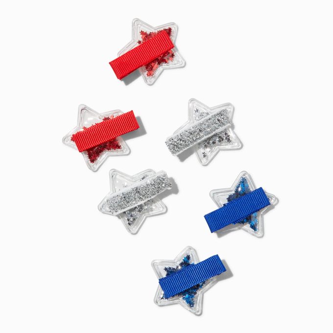 Stars & Stripes Shaker Star Hair Clips - 6 Pack