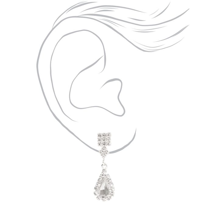 Silver Cubic Zirconia Teardrop Jewelry Set - 3 Pack